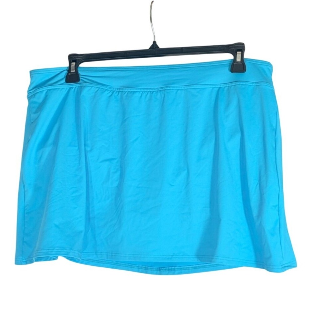 Lands End chlorine resistant tummy control Aqua Blue Swim Skort size 18 NEW - Picture 2 of 8